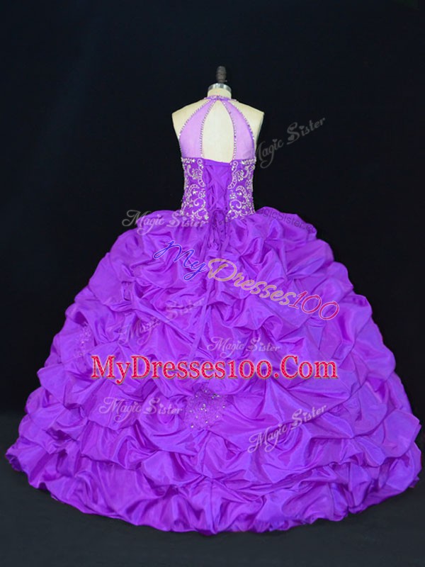 Sleeveless Lace Up Floor Length Beading and Appliques and Embroidery and Pick Ups Quince Ball Gowns