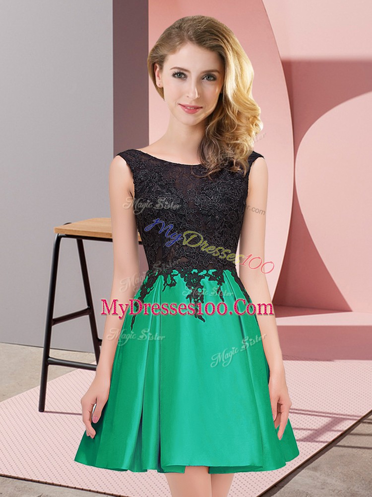 Cute Lace Bridesmaids Dress Green Zipper Sleeveless Mini Length