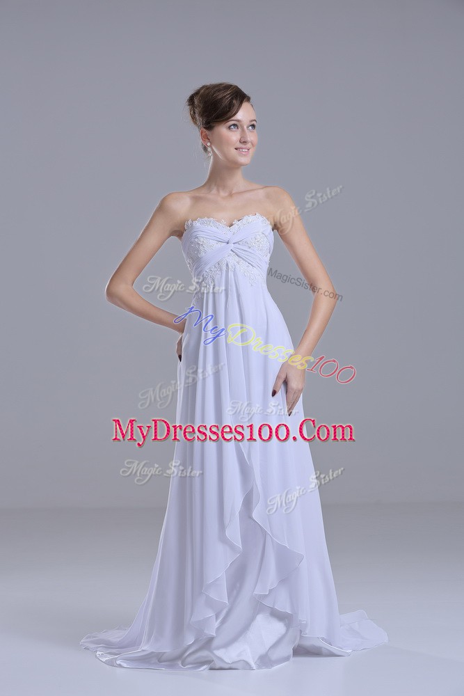 Custom Made White Sweetheart Neckline Lace Bridal Gown Sleeveless Lace Up