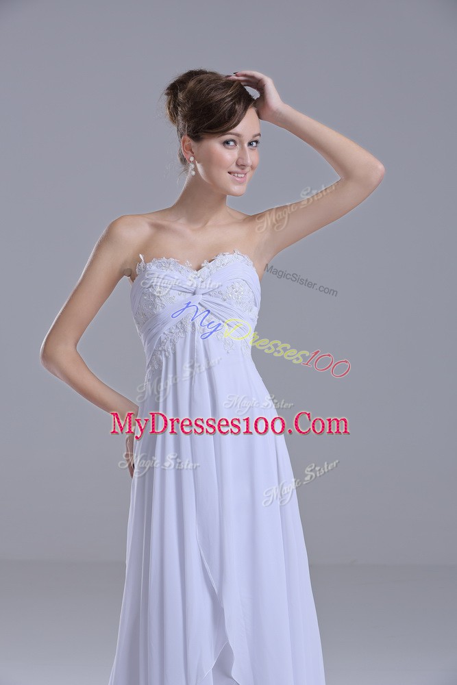 Custom Made White Sweetheart Neckline Lace Bridal Gown Sleeveless Lace Up