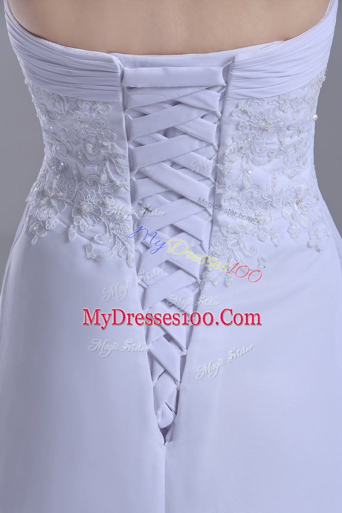 Custom Made White Sweetheart Neckline Lace Bridal Gown Sleeveless Lace Up