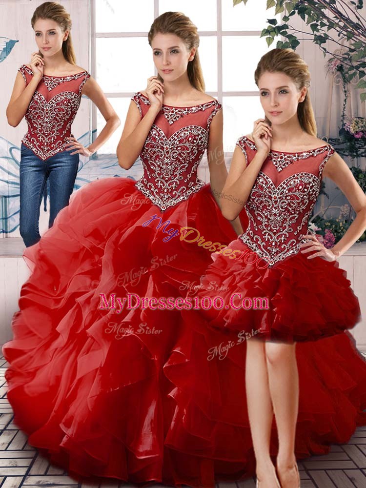 Best Sleeveless Beading and Ruffles Lace Up Quince Ball Gowns