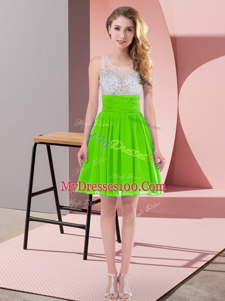 Modest Side Zipper Quinceanera Dama Dress Beading Sleeveless Mini Length