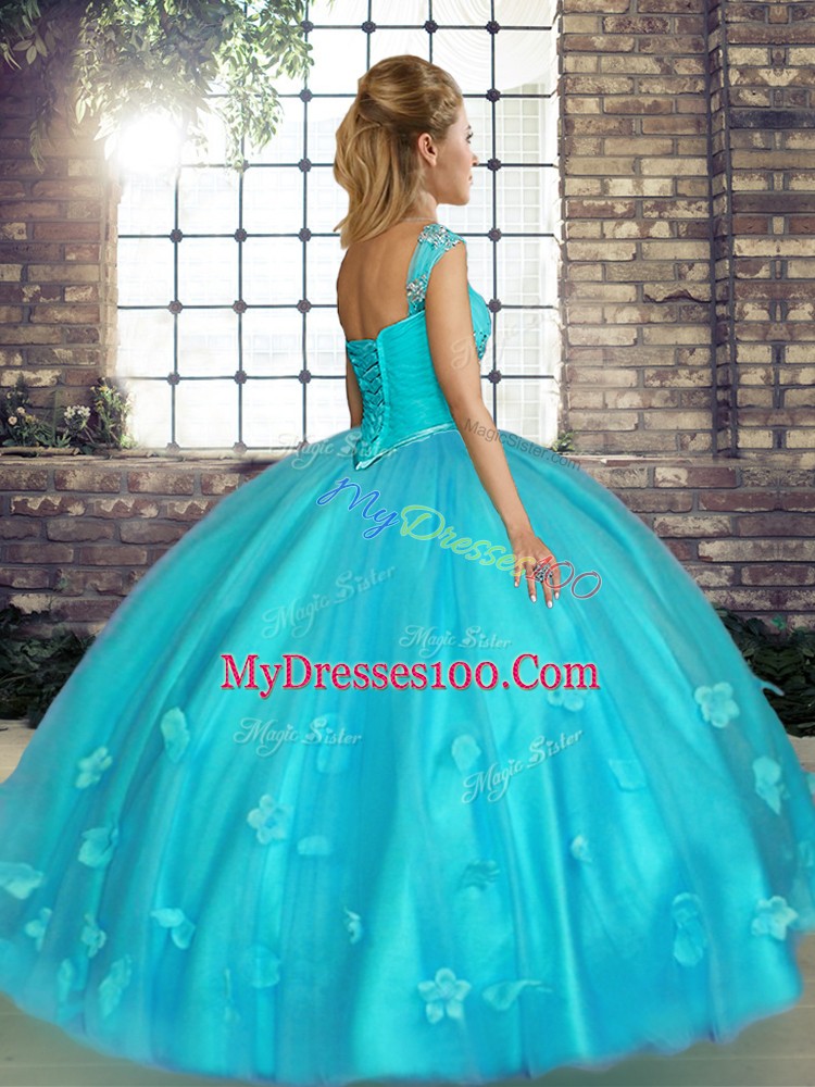 Sweet 16 Quinceanera Dress Military Ball and Sweet 16 and Quinceanera with Beading and Appliques Off The Shoulder Sleeveless Lace Up