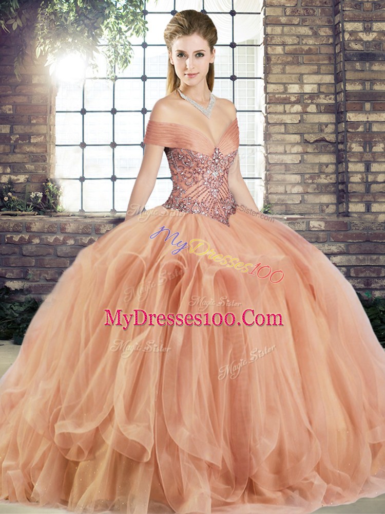 Charming Sleeveless Beading and Ruffles Lace Up 15th Birthday Dress