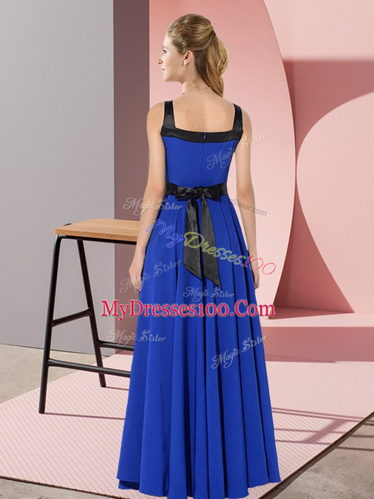 Decent Rust Red Square Neckline Belt Bridesmaid Dress Sleeveless Zipper