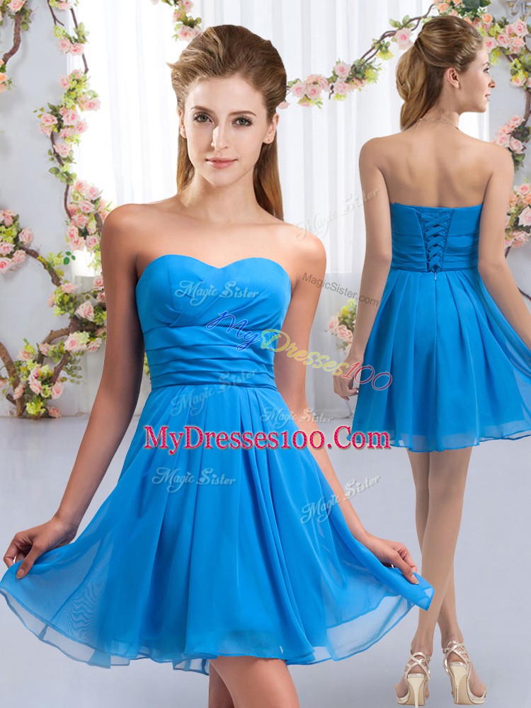Top Selling Sweetheart Sleeveless Chiffon Bridesmaids Dress Ruching Lace Up