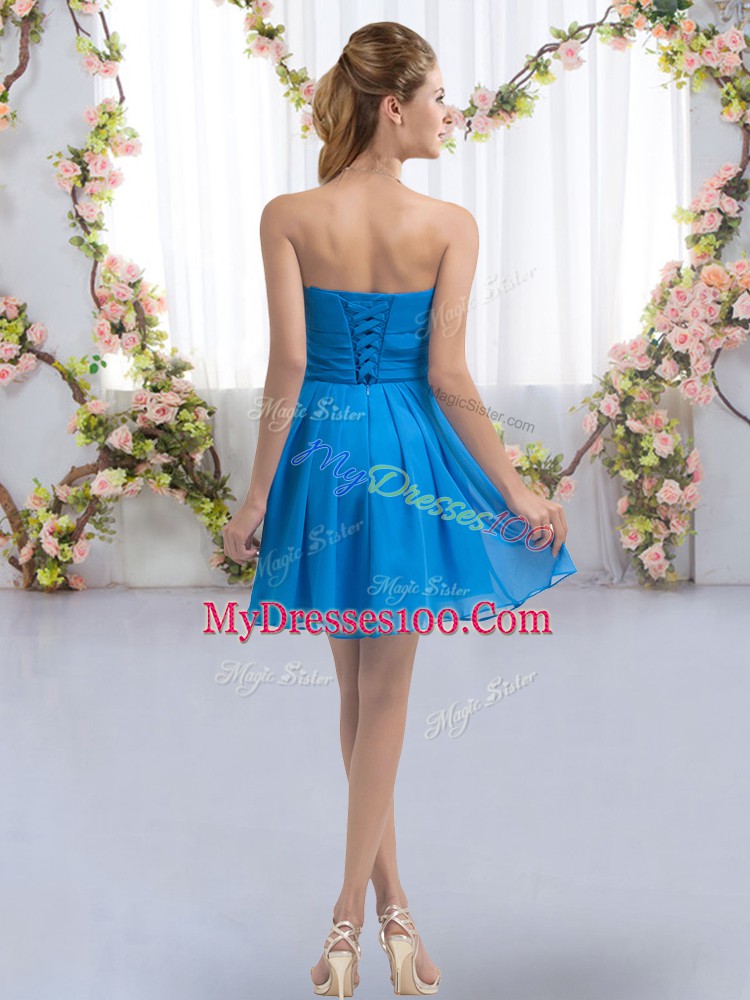 Top Selling Sweetheart Sleeveless Chiffon Bridesmaids Dress Ruching Lace Up