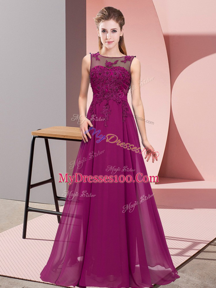 Purple Sleeveless Chiffon Zipper Court Dresses for Sweet 16 for Wedding Party