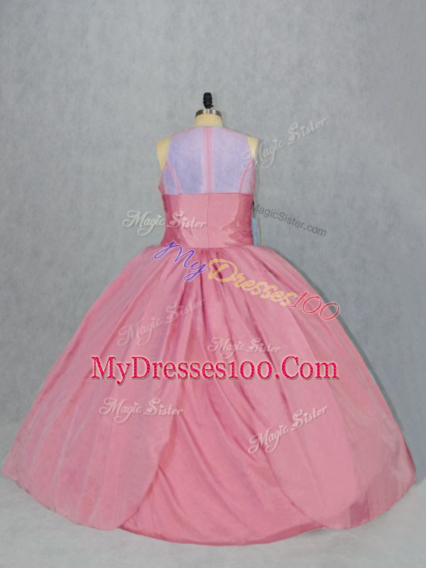 Nice Taffeta Sleeveless Floor Length Sweet 16 Dress and Embroidery