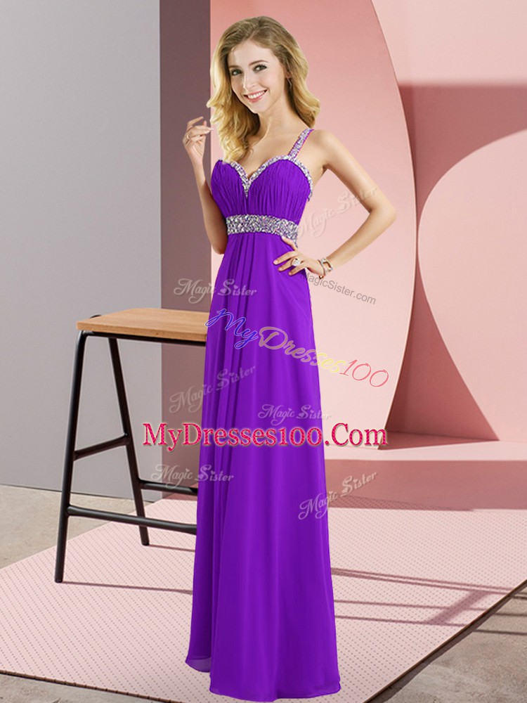 Eye-catching Purple Sleeveless Chiffon Criss Cross Homecoming Dress for Prom and Party