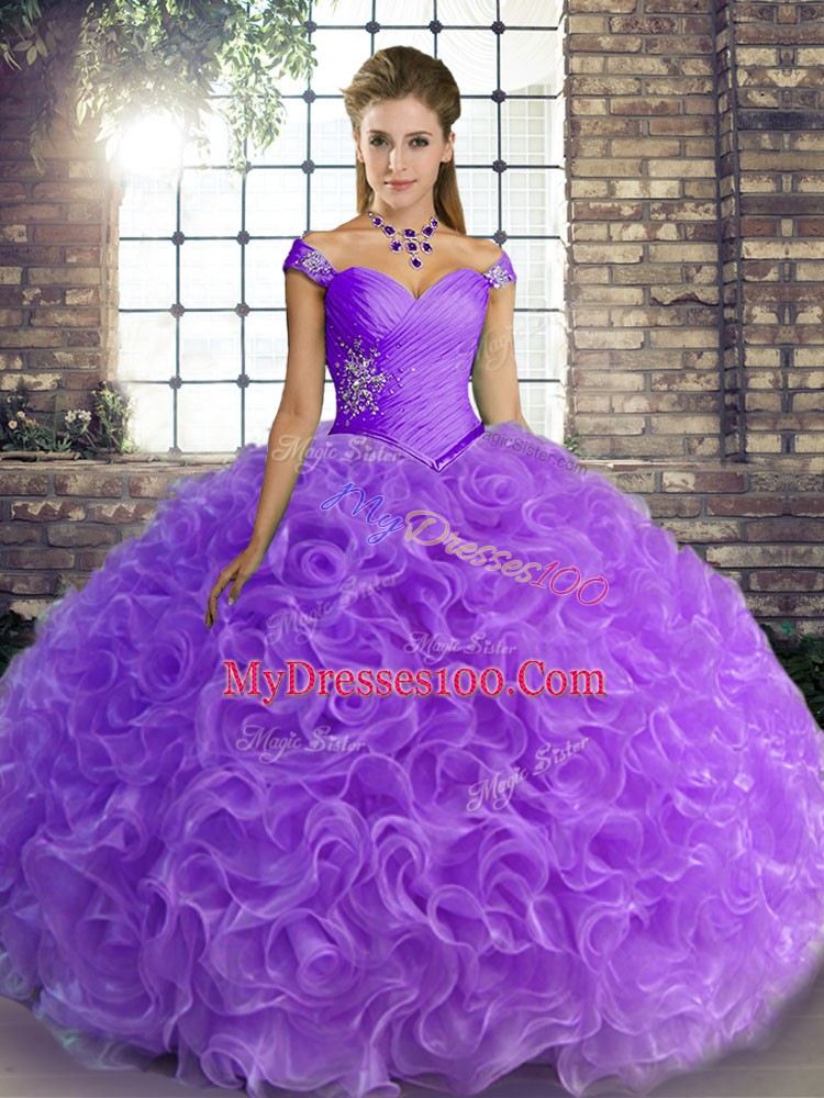 Decent Fabric With Rolling Flowers Sleeveless Floor Length Quinceanera Dresses and Beading