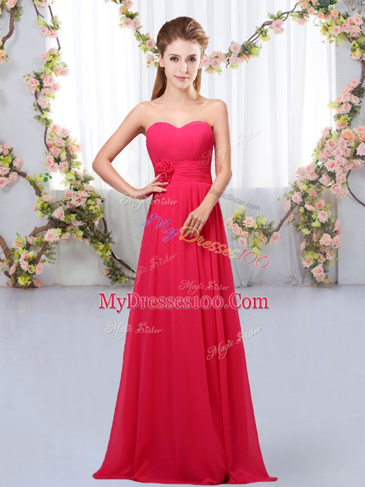 Hot Pink Sweetheart Lace Up Hand Made Flower Bridesmaid Dress Sleeveless