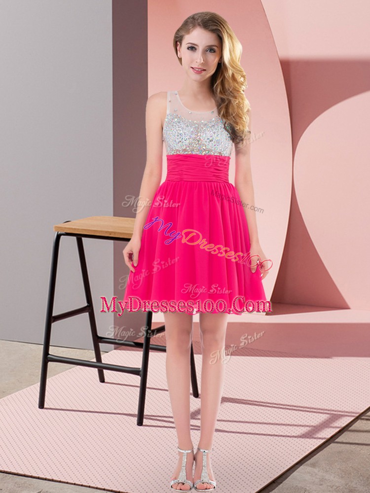 Clearance Chiffon Sleeveless Mini Length Bridesmaid Dresses and Beading