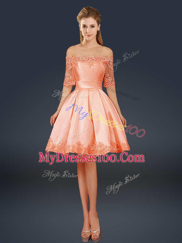 Half Sleeves Lace and Appliques Lace Up Homecoming Dress