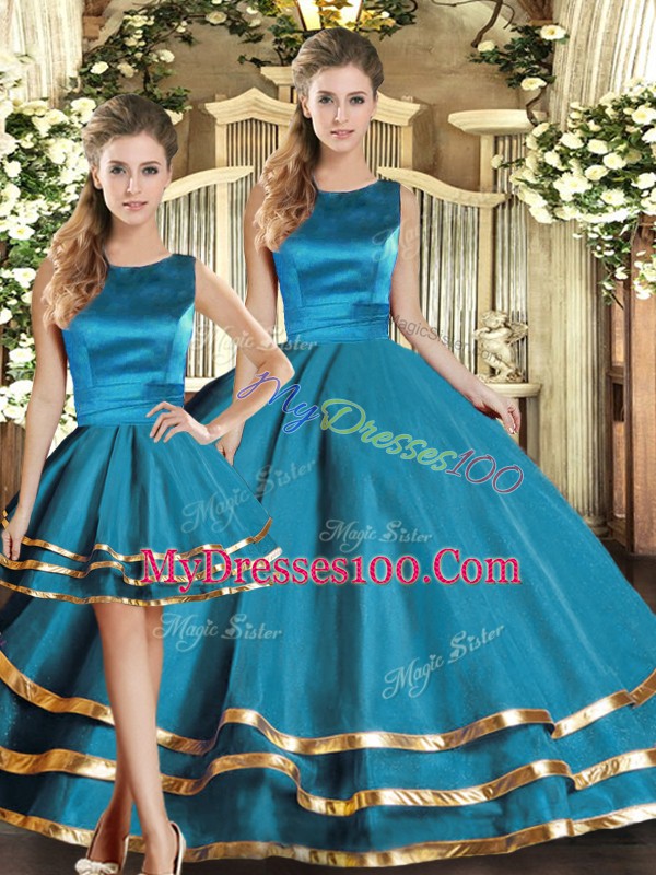 Cute Sleeveless Ruffled Layers Lace Up Sweet 16 Dress