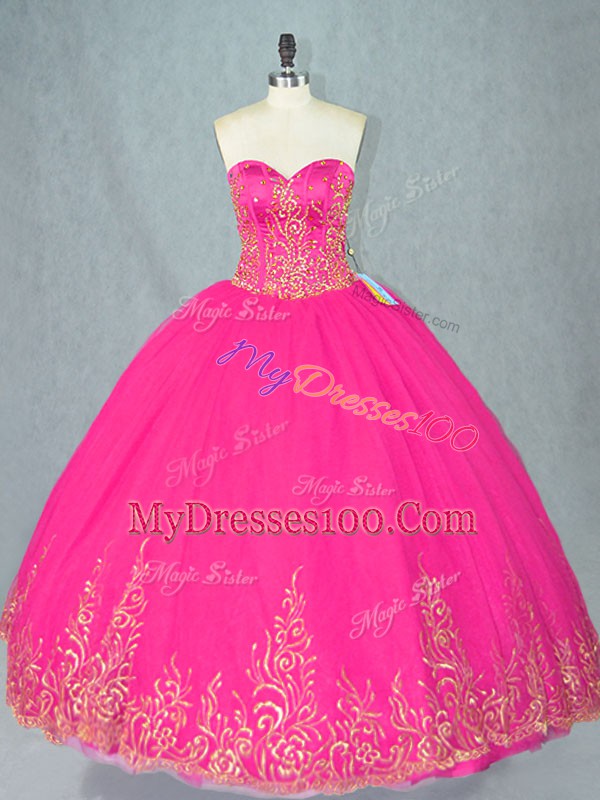 Fuchsia Sleeveless Tulle Lace Up Sweet 16 Quinceanera Dress for Sweet 16 and Quinceanera