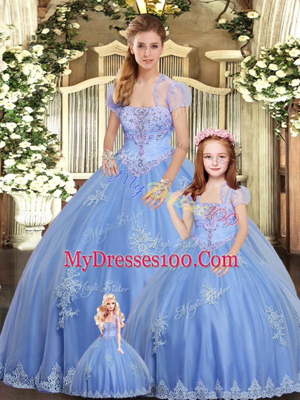 Artistic Sleeveless Beading and Appliques Lace Up 15th Birthday Dress