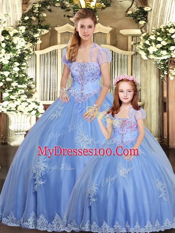Artistic Sleeveless Beading and Appliques Lace Up 15th Birthday Dress
