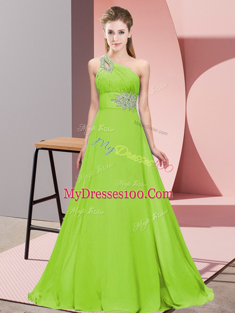 Sleeveless Brush Train Beading Lace Up Homecoming Dress