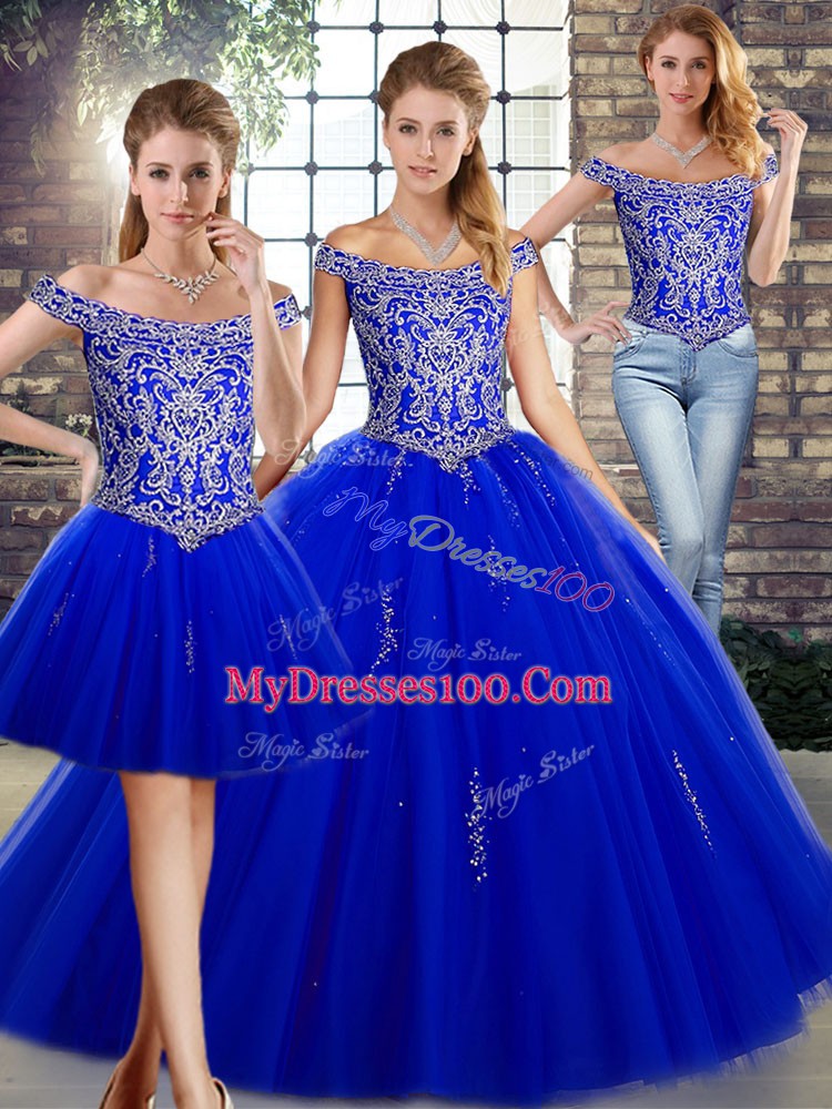 Stunning Sleeveless Lace Up Floor Length Beading Ball Gown Prom Dress