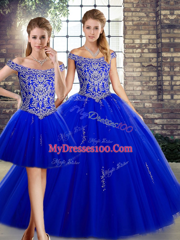 Stunning Sleeveless Lace Up Floor Length Beading Ball Gown Prom Dress