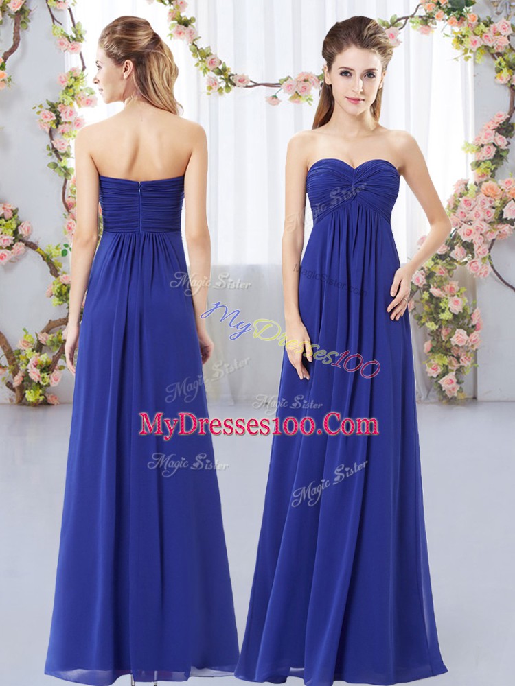 Exceptional Royal Blue Bridesmaids Dress Wedding Party with Ruching Sweetheart Sleeveless Zipper
