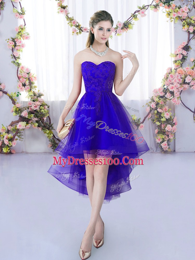 Sweetheart Sleeveless Lace Up Damas Dress Purple Tulle