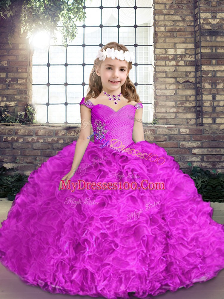 Wonderful Sleeveless Beading Lace Up Little Girls Pageant Dress
