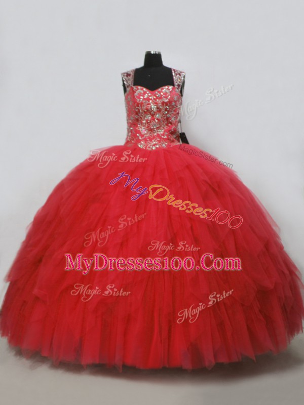 Top Selling Sleeveless Beading and Ruffles Lace Up Sweet 16 Quinceanera Dress