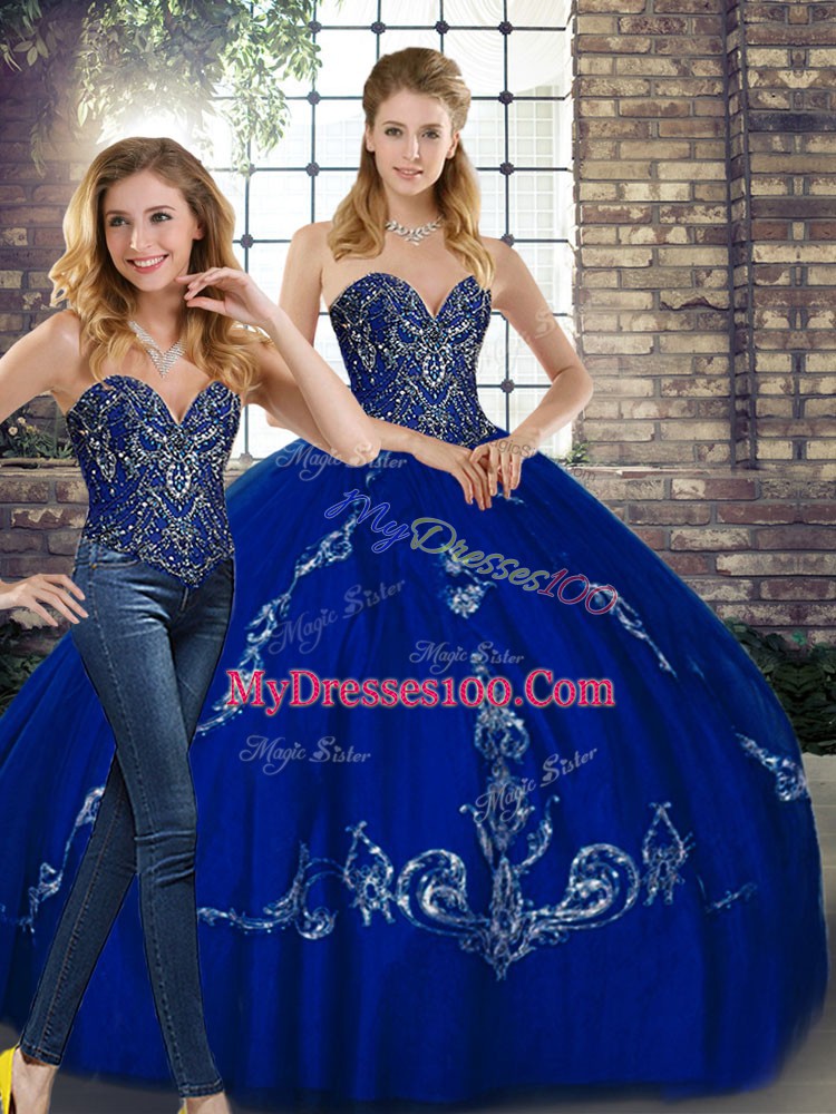 Colorful Tulle Sleeveless Floor Length Quinceanera Gown and Beading and Embroidery