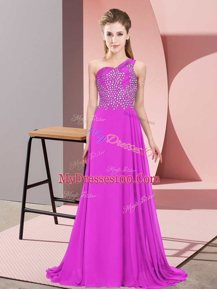 Deluxe Beading Homecoming Dress Purple Side Zipper Sleeveless Floor Length