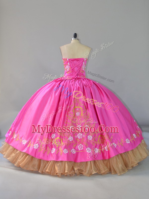Smart Sweetheart Sleeveless Lace Up Quince Ball Gowns Rose Pink Satin