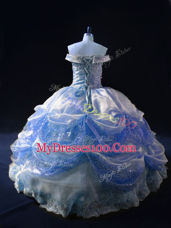 Superior Floor Length Ball Gowns Sleeveless Blue Quinceanera Dresses Lace Up