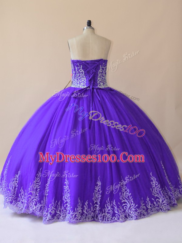 Wonderful Floor Length Purple 15th Birthday Dress Sweetheart Sleeveless Lace Up