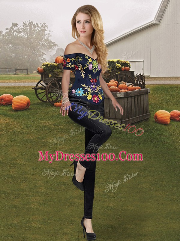 On Sale Red And Black Quinceanera Dresses Military Ball and Sweet 16 and Quinceanera with Embroidery and Ruffles Off The Shoulder Sleeveless Lace Up