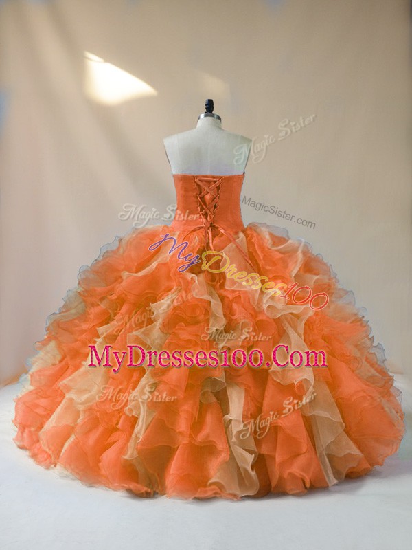 Elegant Sleeveless Beading and Ruffles Lace Up 15 Quinceanera Dress