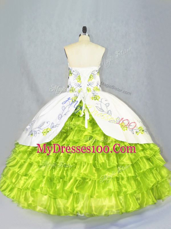 15 Quinceanera Dress Sweet 16 and Quinceanera with Embroidery and Ruffled Layers Sweetheart Sleeveless Lace Up
