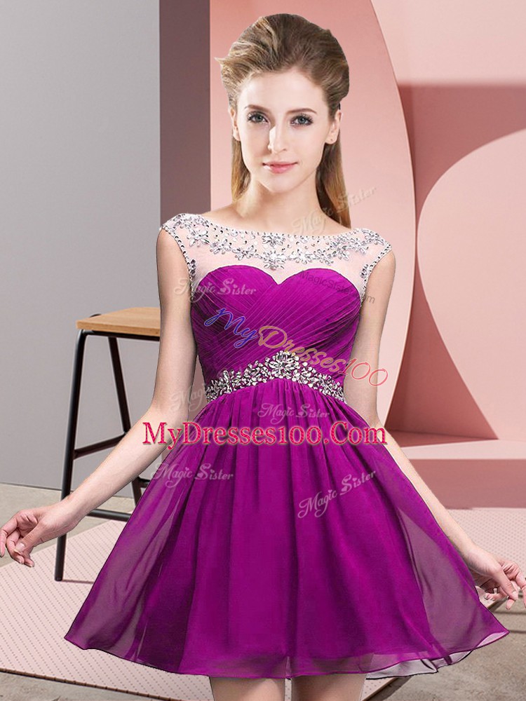 Sleeveless Beading and Ruching Backless Prom Evening Gown