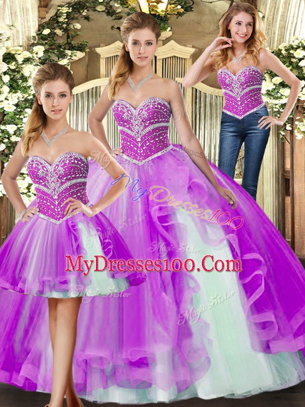 Latest Floor Length Ball Gowns Sleeveless Lilac Sweet 16 Dresses Lace Up