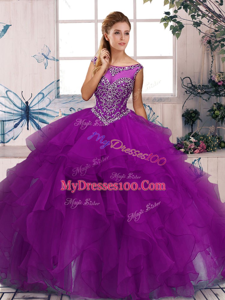 Fitting Sleeveless Zipper Floor Length Beading and Ruffles Quinceanera Dress