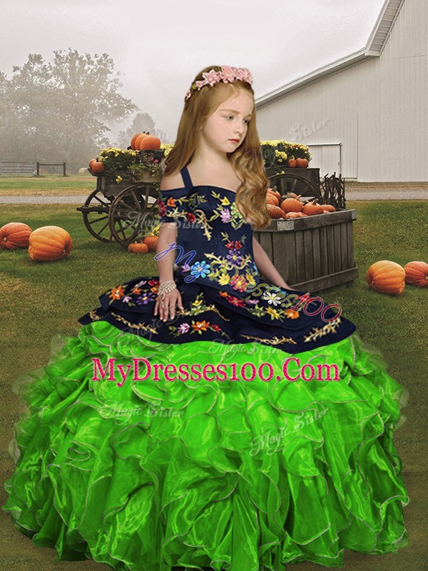 Sleeveless Embroidery Floor Length Little Girls Pageant Gowns