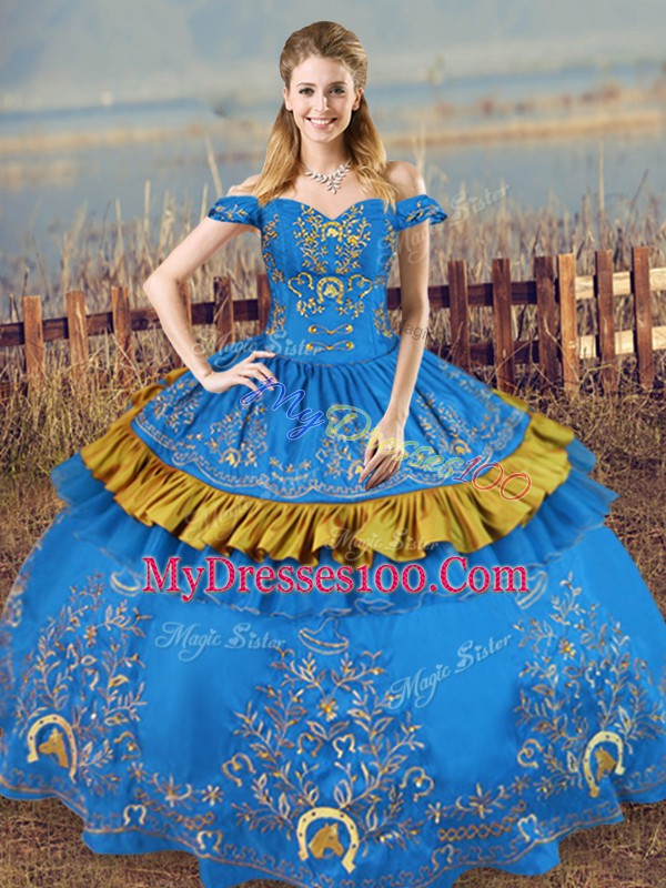 Captivating Sleeveless Lace Up Floor Length Embroidery Ball Gown Prom Dress
