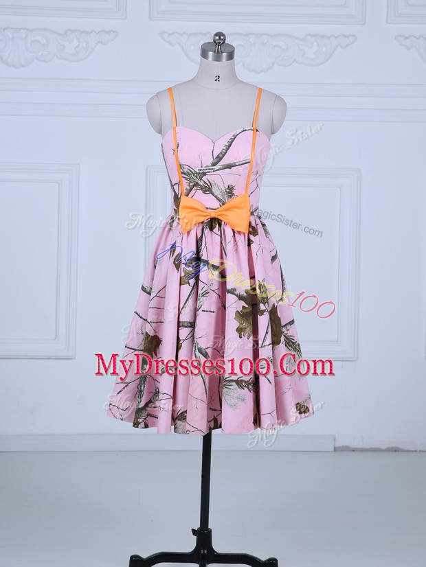 Custom Fit Printed Sleeveless Knee Length and Bowknot