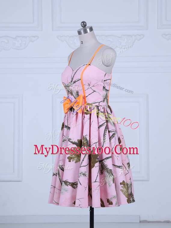 Custom Fit Printed Sleeveless Knee Length and Bowknot