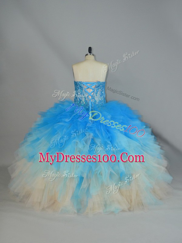 Tulle Sleeveless Quinceanera Dress and Appliques and Ruffles