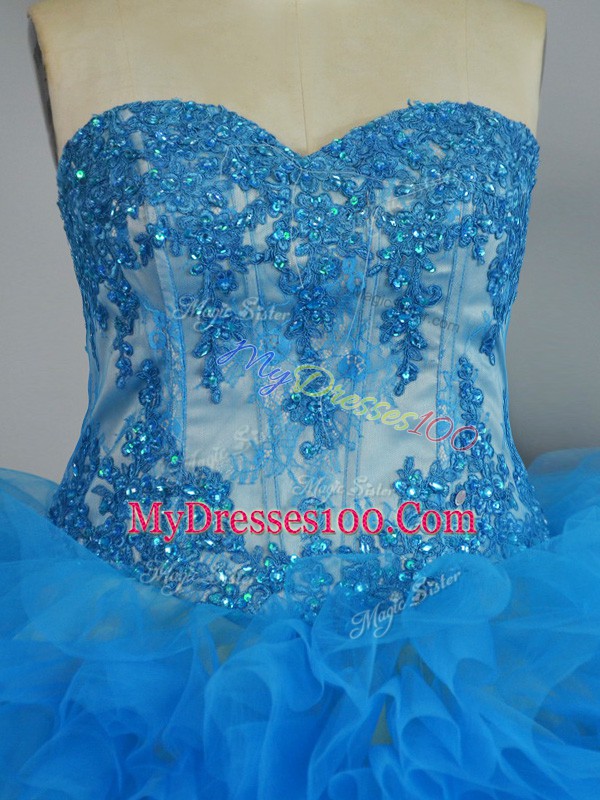 Tulle Sleeveless Quinceanera Dress and Appliques and Ruffles