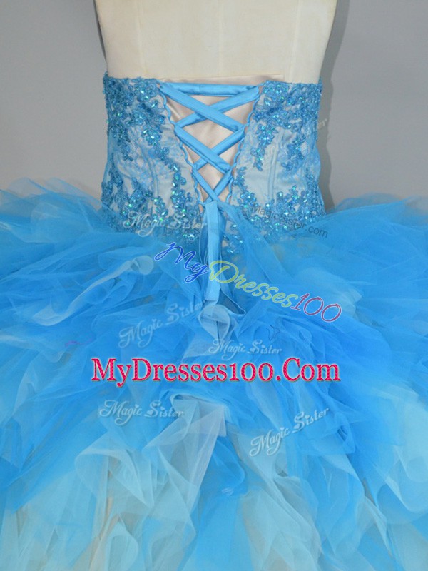 Tulle Sleeveless Quinceanera Dress and Appliques and Ruffles