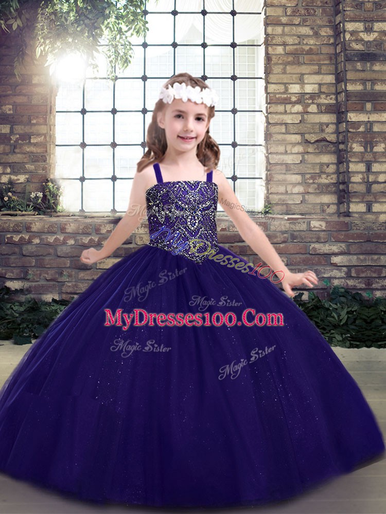 Sleeveless Beading Lace Up Little Girls Pageant Dress Wholesale