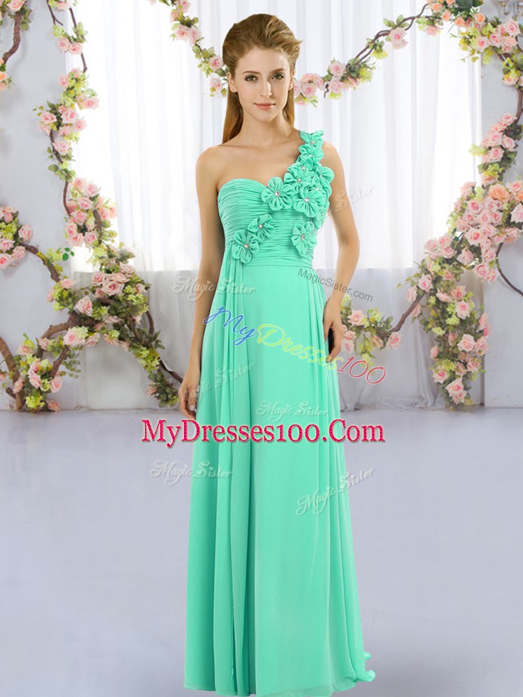 Wonderful Turquoise Sleeveless Chiffon Lace Up Wedding Guest Dresses for Wedding Party